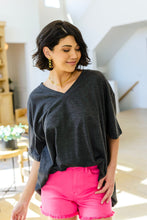 Load image into Gallery viewer, Boxy V Neck Boyfriend Tee In Charcoal
