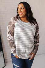 Load image into Gallery viewer, Camo &amp; Stripes Raglan Top
