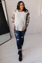 Load image into Gallery viewer, Camo &amp; Stripes Raglan Top
