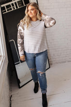 Load image into Gallery viewer, Camo &amp; Stripes Raglan Top
