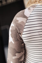 Load image into Gallery viewer, Camo &amp; Stripes Raglan Top
