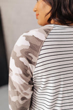 Load image into Gallery viewer, Camo &amp; Stripes Raglan Top
