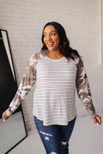 Load image into Gallery viewer, Camo &amp; Stripes Raglan Top
