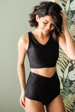 Load image into Gallery viewer, Come Sail Away Swim Top In Black
