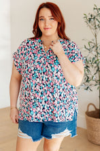 Load image into Gallery viewer, Lizzy Cap Sleeve Top in Navy and Hot Pink Floral
