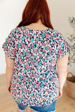 Load image into Gallery viewer, Lizzy Cap Sleeve Top in Navy and Hot Pink Floral
