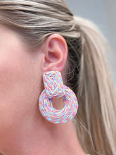 Load image into Gallery viewer, PREORDER: Colorful Raffia Circle Statement Earrings
