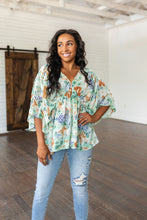 Load image into Gallery viewer, Fabled in Floral Draped Peplum Top in Ivory
