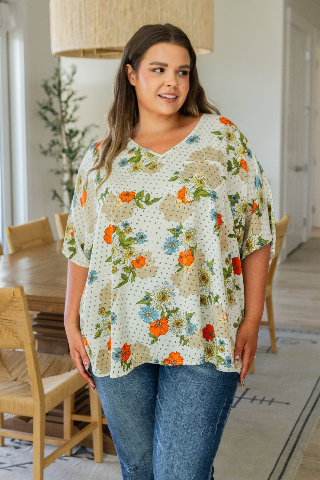 Good Morning Floral V-Neck Blouse