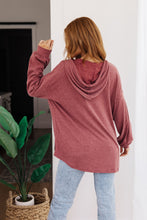 Load image into Gallery viewer, Happier Now Henley Hoodie in Burgundy
