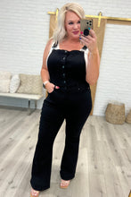 Load image into Gallery viewer, Imogene Control Top Retro Flare Overalls in Black
