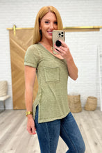 Load image into Gallery viewer, Melange Burnout V-Neck T-Shirt in Light Olive
