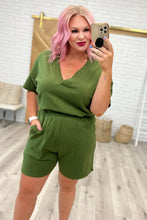 Load image into Gallery viewer, Short Sleeve V-Neck Romper in Army Green
