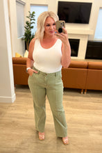 Load image into Gallery viewer, Phoebe High Rise Front Seam Straight Jeans in Sage
