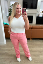 Load image into Gallery viewer, Peggy High Rise Cargo Straight Jeans in Pink
