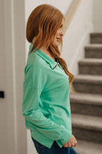 Load image into Gallery viewer, Let Me Think On It Half Zip Pullover in Mint
