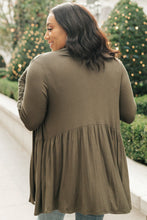 Load image into Gallery viewer, Little Bit Of Lace Cardigan In Olive
