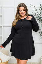 Load image into Gallery viewer, Long Sleeve Button Down Dress In Black
