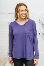 Load image into Gallery viewer, Long Sleeve Knit Top With Pocket In Denim Blue
