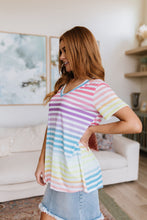 Load image into Gallery viewer, Looking for Rainbows V-Neck Striped Top
