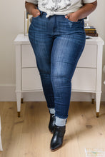 Load image into Gallery viewer, Maeve Mid-Rise Dark Wash Cuffed Skinny
