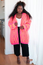 Load image into Gallery viewer, Noticed in Neon Checkered Cardigan in Pink and Orange
