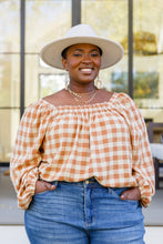 Load image into Gallery viewer, One Fine Afternoon Gingham Plaid Top In Caramel
