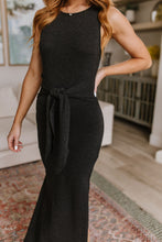 Load image into Gallery viewer, Out on the Town Tie Detail Midi Dress in Charcoal
