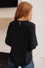 Load image into Gallery viewer, Peaceful Moments Smocked Sleeve Blouse in Black
