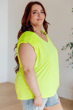 Load image into Gallery viewer, Ruched Cap Sleeve Top in Neon Green
