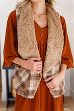 Load image into Gallery viewer, Snug And Stylish Plaid Fur Lined Wide Collar Vest
