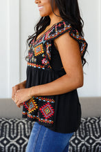 Load image into Gallery viewer, Sophia Embroidered Blouse in Black
