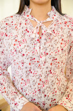 Load image into Gallery viewer, Stella Notched Neck Floral Long Sleeve Blouse
