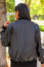 Load image into Gallery viewer, This Is It Faux Leather Bomber Jacket In Black
