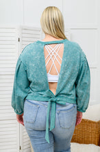 Load image into Gallery viewer, Tied Up In Cuteness Mineral Wash Sweater in Teal
