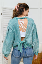 Load image into Gallery viewer, Tied Up In Cuteness Mineral Wash Sweater in Teal
