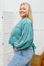 Load image into Gallery viewer, Tied Up In Cuteness Mineral Wash Sweater in Teal
