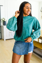 Load image into Gallery viewer, Tied Up In Cuteness Mineral Wash Sweater in Teal
