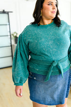 Load image into Gallery viewer, Tied Up In Cuteness Mineral Wash Sweater in Teal
