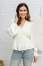 Load image into Gallery viewer, Xanidu Long Sleeve V Neck Blouse in White
